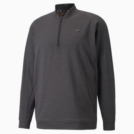 CLOUDSPUN Moving Day golfsweater met kwartrits voor heren, Puma Black-Vibrant Orange, small
