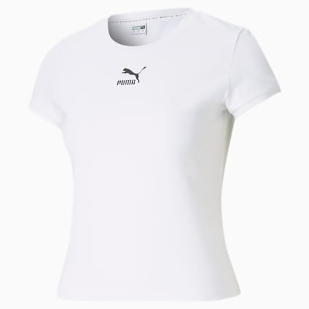 Classics strak T-shirt dames, Puma White, small
