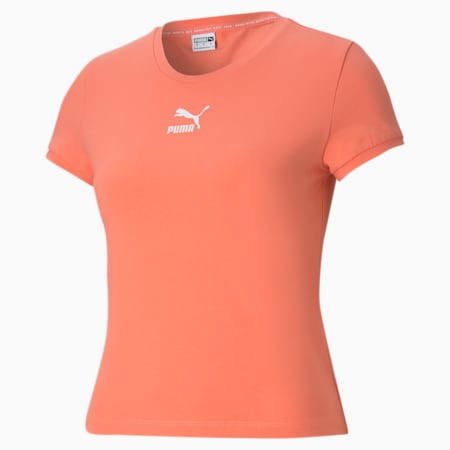 Classics Fitted Slim Fit Women's T-shirt, Georgia Peach, small-IND