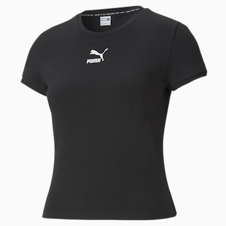 Classics Fitted Damen T-Shirt, Puma Black, small