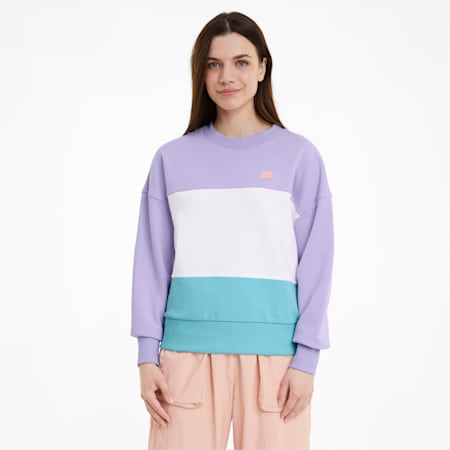 Downtown Crew Neck Women's Sweatshirt, Light Lavender, small-SEA