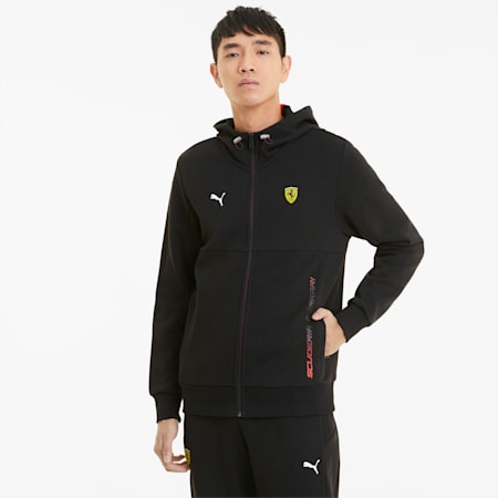 Scuderia Ferrari Race Hooded Men's Sweat Jacket, Puma Black, small-SEA