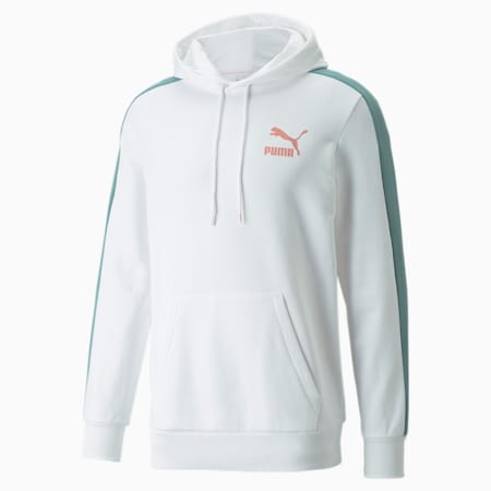 Iconic T7 hoodie heren, Puma White-Go FOR, small