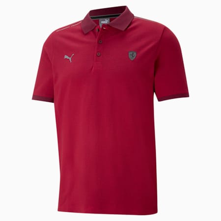 Scuderia Ferrari Style Two-Tone Men's Polo Shirt, Rosso Corsa, small