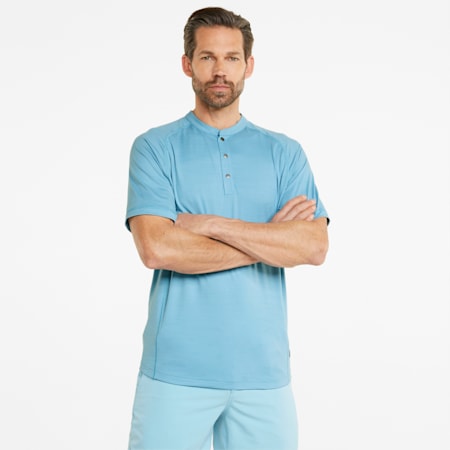 EGW CLOUDSPUN Mat Henley Men's Golf Polo Shirt, Dusty Aqua, small