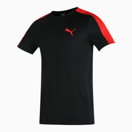 Teams Cr Men's Cricket Slim Fit T-Shirt, Puma Black-High Risk Red, small-IND