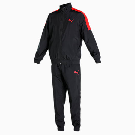 Classic Men's Cricket Tracksuit, PUMA Black-High Risk Red, small-IND