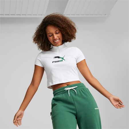 Classics Quarter-Zip Tee Women, PUMA White, small-DFA