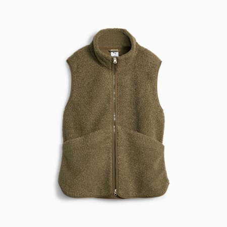 YONA Women's Fleece Vest, Olive Drab, small