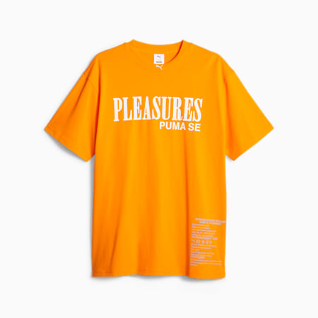 PUMA x PLEASURES Men's Tee, Orange Glo, small-IDN