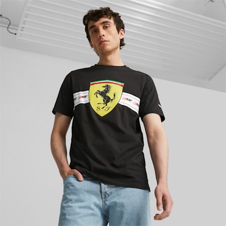Puma Ferrari MCS T-Shirt Homme Noir Vêtements de Sport Décontracté