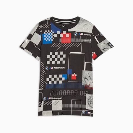 BMW M Motorsport All-Over-Print Tee - Youth 8-16 years, PUMA Black, small-AUS