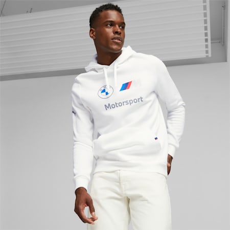 BMW M Motorsport Men's Fleece Hoodie, PUMA White, small