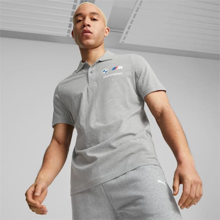 BMW M Motorsport Men's Polo, Medium Gray Heather, small-AUS