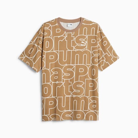 PUMA TEAM Men's Relaxed All-Over-Print Tee, Toasted-AOP, small-IDN