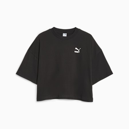 เสื้อยืดโอเวอร์ไซส์ผู้หญิง CLASSICS Oversized Tee, PUMA Black, small-THA