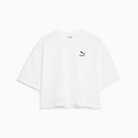 เสื้อยืดโอเวอร์ไซส์ผู้หญิง CLASSICS Oversized Tee, PUMA White, small-THA