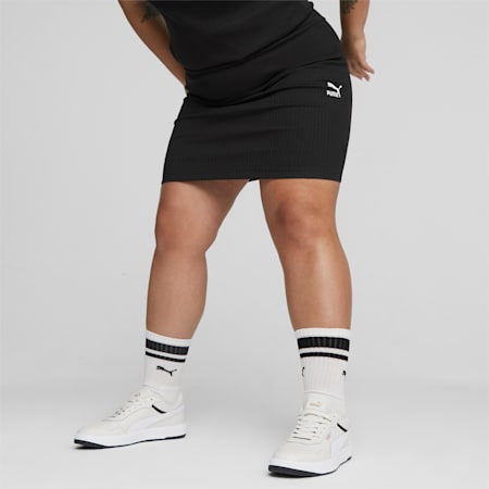 Classics Women's Ribbed Skirt, PUMA Black, small-AUS