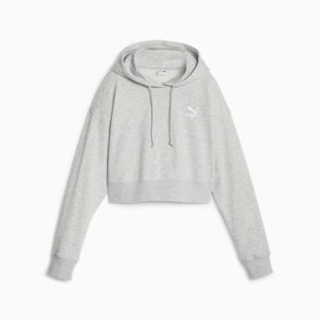 Classics Women's Cropped Hoodie, Light Gray Heather, small-AUS