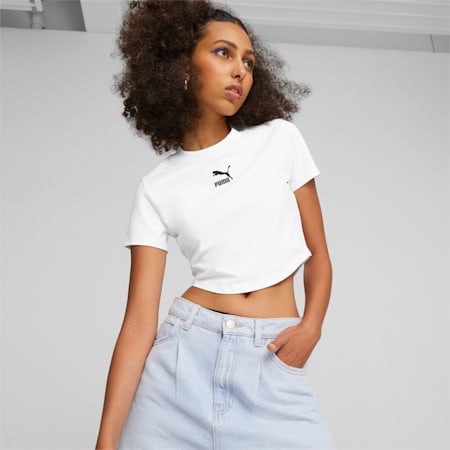 DARE TO Women's Cropped Tee, PUMA White, small-PHL