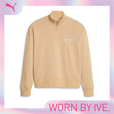 PUMA TEAM Women s Half Zip Sweatshirt Sand Dune PUMA Shop All Puma PUMA