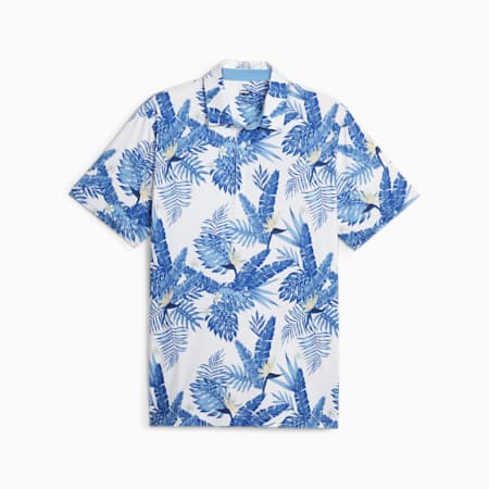 Cloudspun Aloha Golf Poloshirt Herren, White Glow-Festive Blue, small