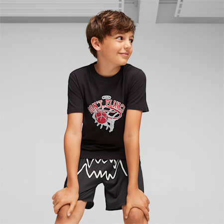 Basketball Graphic Tee - Youth 8-16 years, PUMA Black, small-AUS