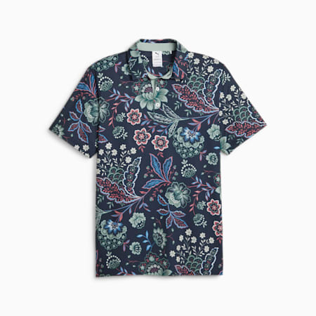 Puma x Liberty Paisley Polo, Navy Blazer-Green Fog, small-KOR