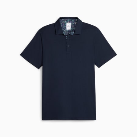 Puma x Liberty Solid Polo, Navy Blazer-Green Fog, small-KOR