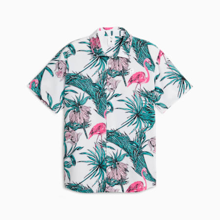 Maglia da golf con bottoni PUMA x PALM TREE CREW da uomo, White Glow-Charming Pink, small