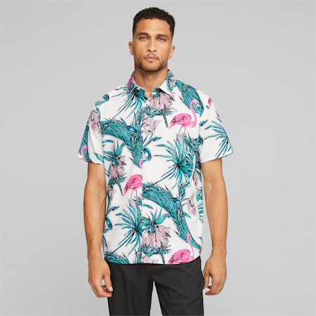 Pink puma golf shirt mens deals