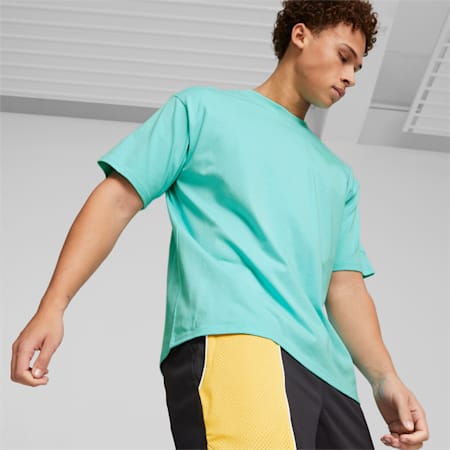 PUMA x MELO Men's Tee, Elektro Aqua, small-AUS