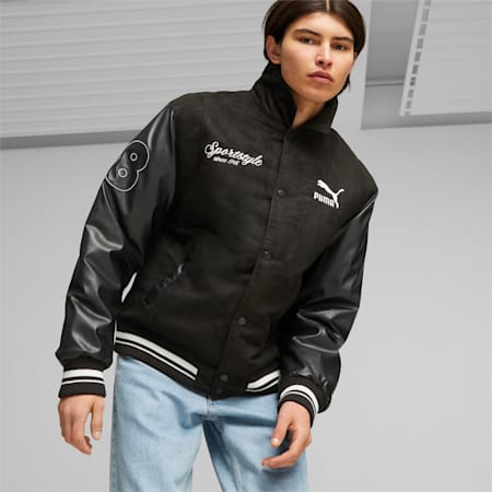 PUMA TEAM Men's Varsity Jacket, PUMA Black, small-AUS