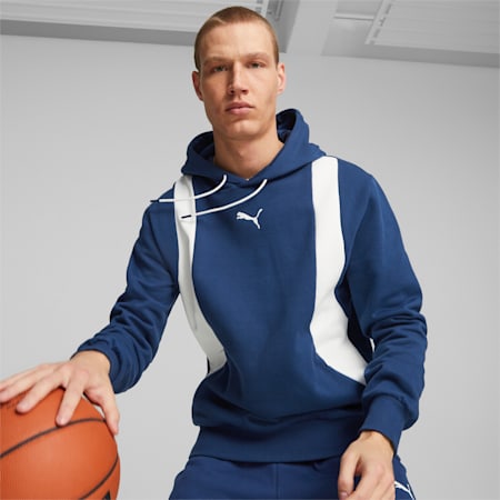 Blueprint Formstrip Men's Basketball Hoodie, Persian Blue-PUMA White, small-PHL