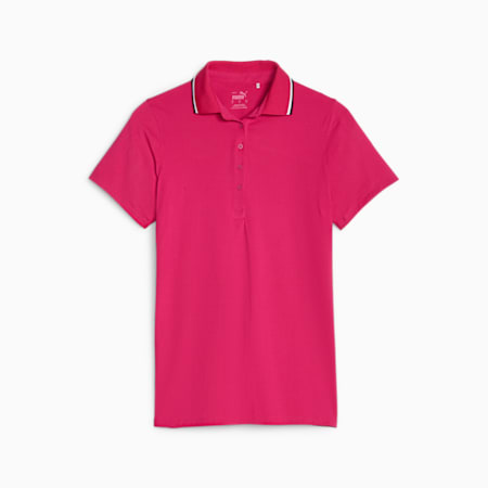 CLOUDSPUN Tipped Women's Golf Polo, PUMA Black-Strawberry Burst, small