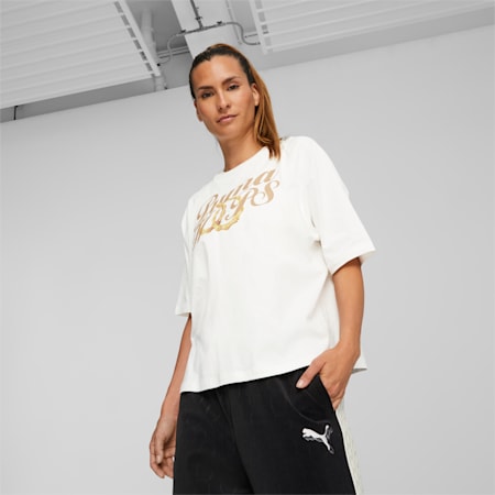 Gold Standard Women's Basketball Tee, PUMA White, small-AUS