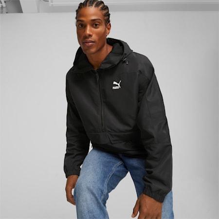 Men's Hooded Windbreaker, PUMA Black, small-AUS