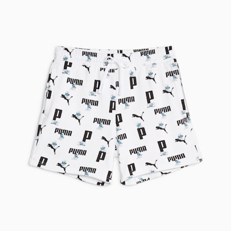 PUMA x DIE SCHLÜMPFE Shorts mit Allover-Print, PUMA White, small