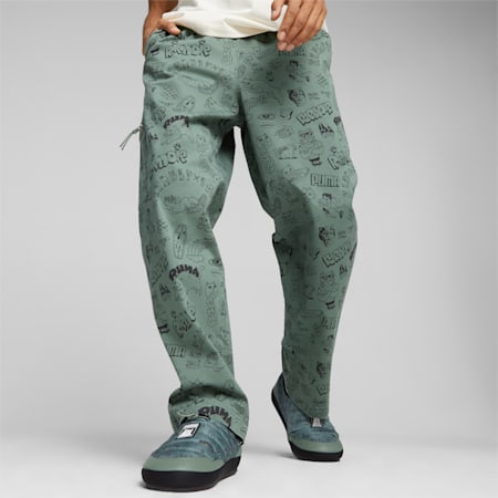 PUMA x RIPNDIP Men's Twill Pants, Eucalyptus, small-PHL