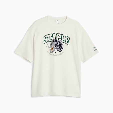 PUMA x STAPLE T-Shirt mit Grafikprint, Warm White, small