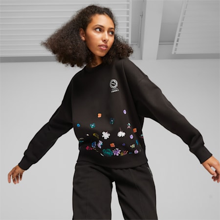 PUMA x LIBERTY Women's Sweatshirt, PUMA Black, small-AUS
