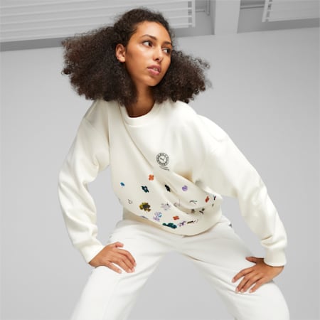 PUMA x LIBERTY Women's Sweatshirt, Warm White, small-AUS
