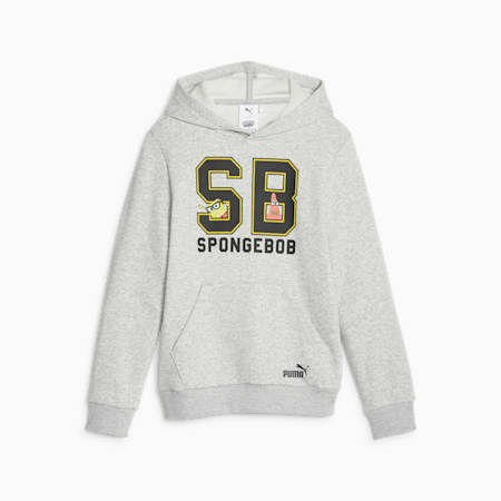 PUMA x SPONGEBOB SQUAREPANTS Hoodie - Youth 8-16 years, Light Gray Heather, small-AUS