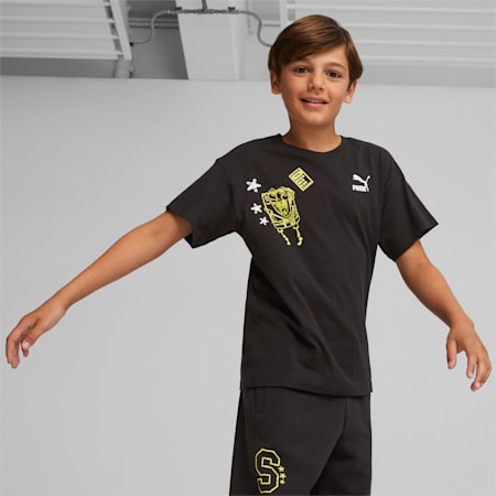 PUMA x SPONGEBOB SQUAREPANTS Graphic Tee - Youth 8-16 years, PUMA Black, small-AUS