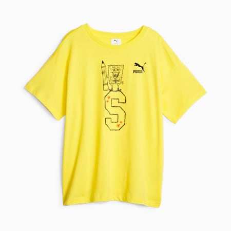 PUMA x SPONGEBOB SQUAREPANTS Youth Graphic Tee, Lemon Meringue, small-PHL