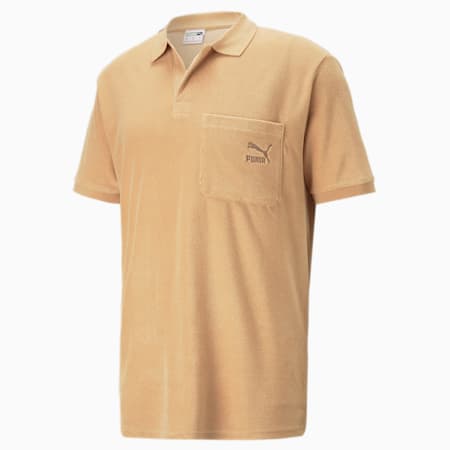 Classics Towelling poloshirt voor heren, Dusty Tan, small