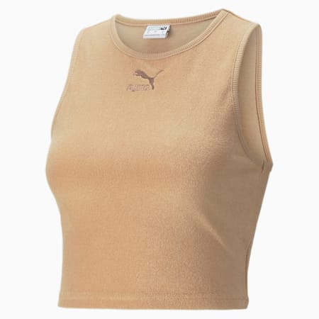 Classics Towelling Crop Top Women, Dusty Tan, small