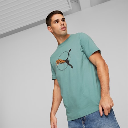 Real Cat Graphic Tee Men, Adriatic, small-THA