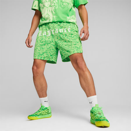 PUMA HOOPS x LaFrancé Men's Shorts, Green Gecko-PUMA Green, small-AUS