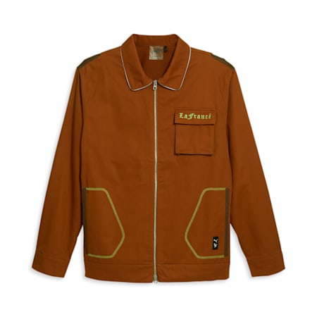 PUMA HOOPS x LAFRANCÉ Men's Work Jacket, Teak-Chestnut Brown, small-DFA